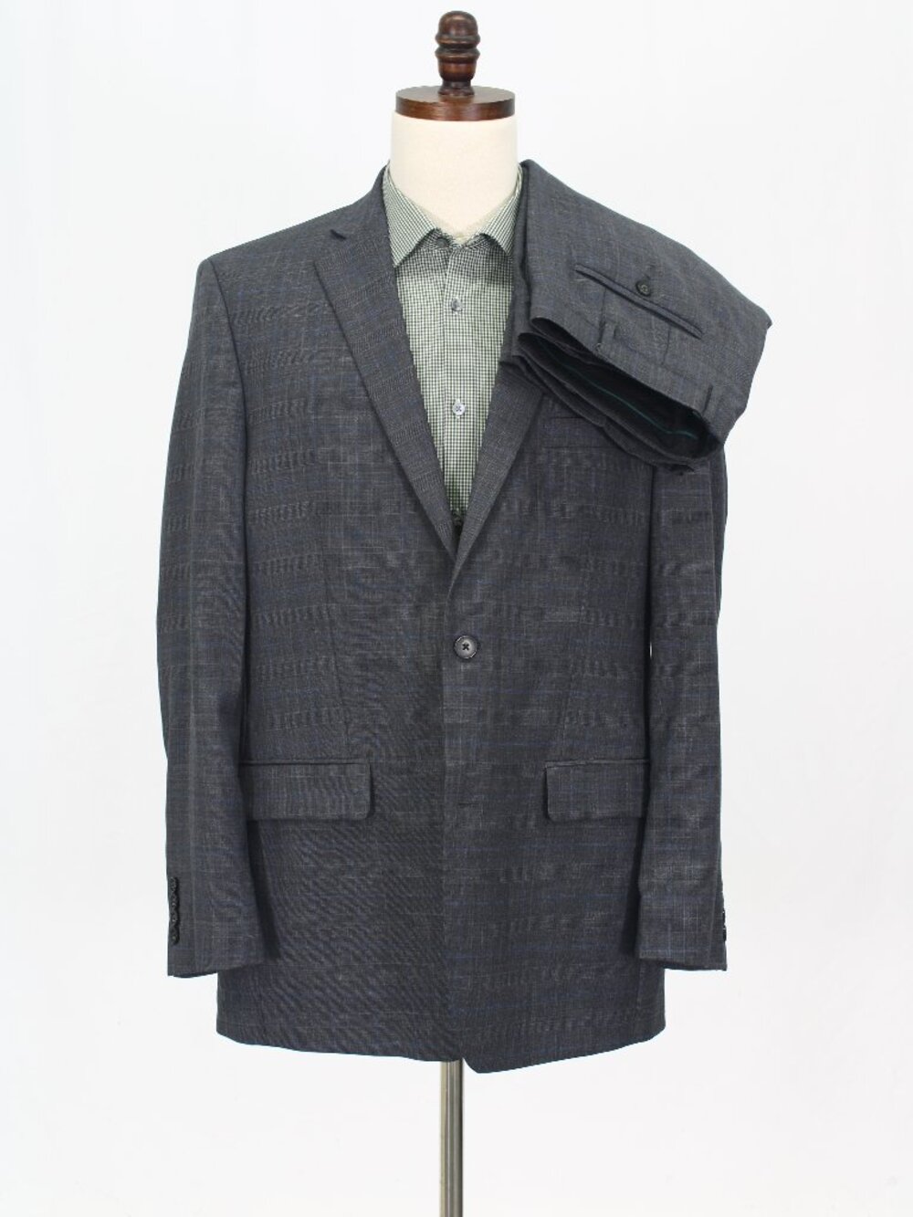 Greg Norman 42L 38x33 Gray Full Suit 2-Button Check R955